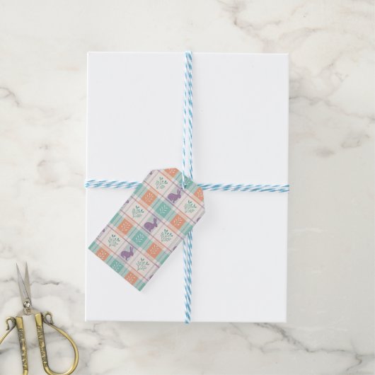 Geruit Plaid Easter Cadeaulabel (Met Touw)