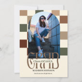 Geruit Retro Afstudeerder '25 Arch Foto Afstuderen Kaart (Voorkant)