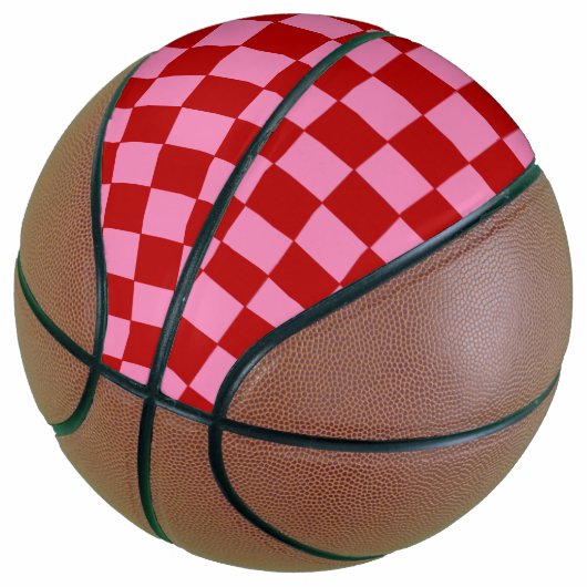 Geruit rood en heet roze basketbal (Schuin)