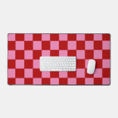 Geruit rood en heet roze bureaumat (Keyboard & Muis)