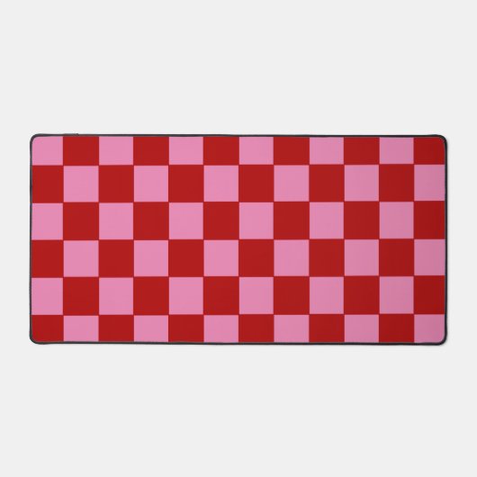 Geruit rood en heet roze bureaumat (Voorkant)