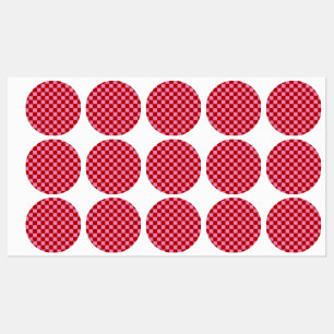 Geruit rood en heet roze labels