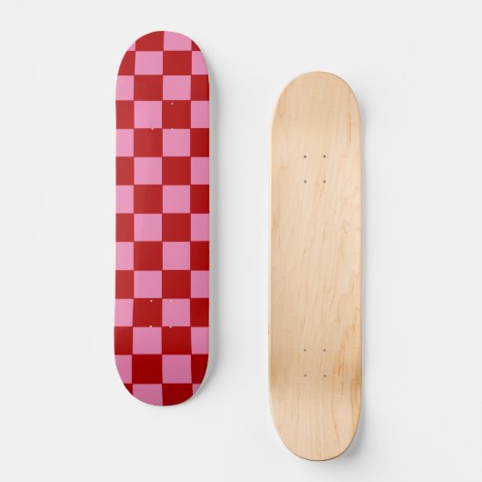 Geruit rood en heet roze skateboard (Voorkant)
