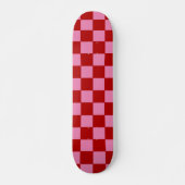 Geruit rood en heet roze skateboard (Voorkant)