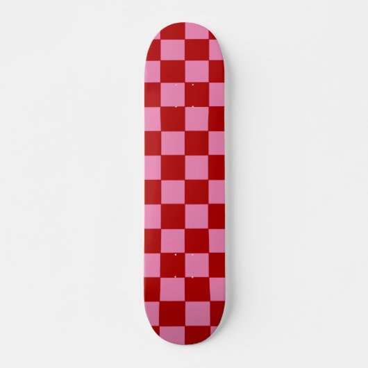Geruit rood en heet roze skateboard (Voorkant)