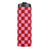 Geruit rood en heet roze thermosbeker (Voorkant)