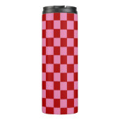 Geruit rood en heet roze thermosbeker (Achterkant)