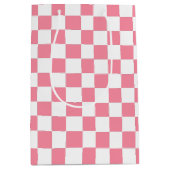 Geruit roze en wit medium cadeauzakje (Voorkant)