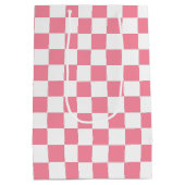 Geruit roze en wit medium cadeauzakje (Achterkant)