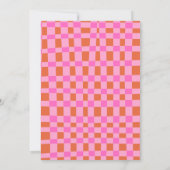 Geruit Roze Sinaasappel Script Schattige Baby show Kaart (Achterkant)