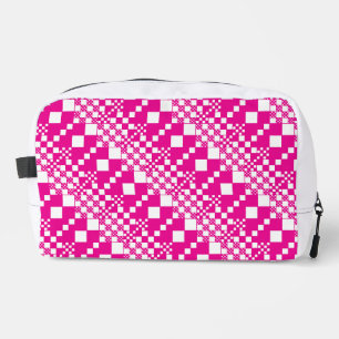 Geruit, Ruiten in Magenta en Wit Toilettasje