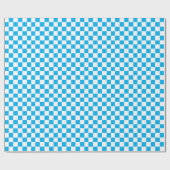 Geruit Sky Blue en White Wrapping Paper Cadeaupapier (Vlak)