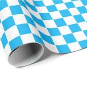 Geruit Sky Blue en White Wrapping Paper Cadeaupapier (Rol Hoek)