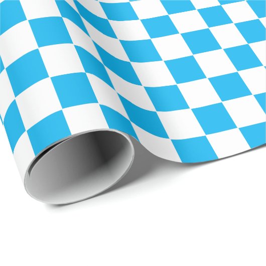 Geruit Sky Blue en White Wrapping Paper Cadeaupapier (Rol Hoek)