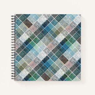 geruit, tartan, ruit, klassiek, blauw, wit notitieboek