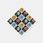 Geruit veelkleurig Zonnebloem Bloemontwerp Servet (Hoek)