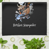 Geruit verleden Koe Mascotte Griller Blk Custom Theedoek (Gevouwen)