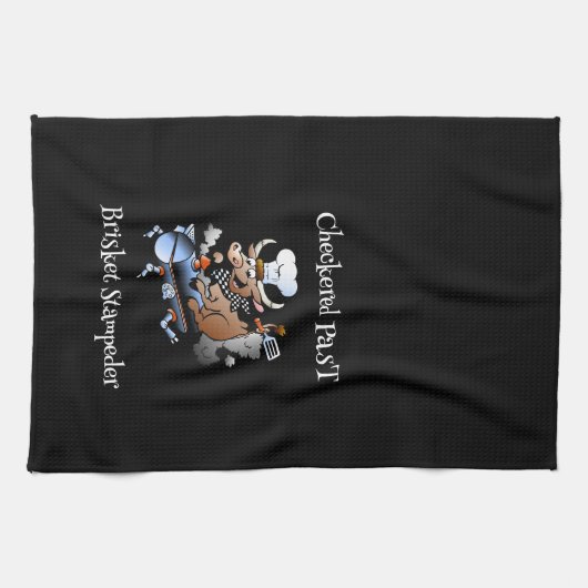 Geruit verleden Koe Mascotte Griller Blk Custom Theedoek (Horizontaal)