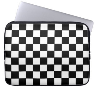 Geruit wit en zwart laptop sleeve