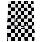 Geruit wit en zwart medium cadeauzakje (Achterkant)