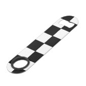 Geruit wit en zwart speed flessenopener (Achterkant Gekanteld)