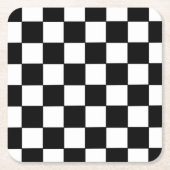 Geruit wit en zwart vierkante kartonnen onderzetter (Voorkant)