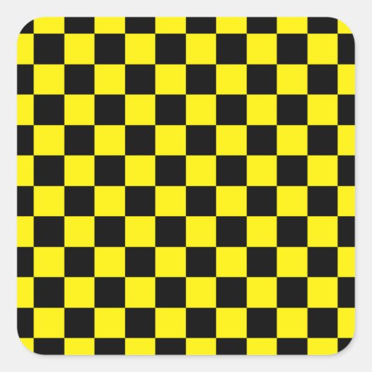 Geruit zwart en geel vierkante sticker (Voorkant)