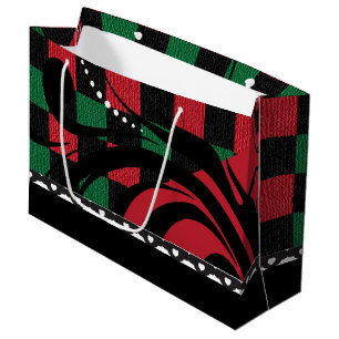 Geruit Zwart, Rood en Groen Ontwerp van de Large Cadeauzakje