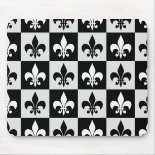 Geruit zwart wit Fleur-de-Lis patroon Muismat
