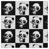 Geruit zwart-wit panda Beer Stof (Close Up)