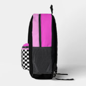 Geruit Zwart Wit Roze Monogram Initialen Kinder Bedrukte Rugzak (Rechts)