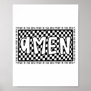 Geruite Amen Vintage Jezus Bijbelvers Christelijk Poster