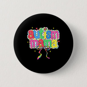 Geruite Autisme Mama Coquette Strik Autisme Bewust Ronde Button 5,7 Cm