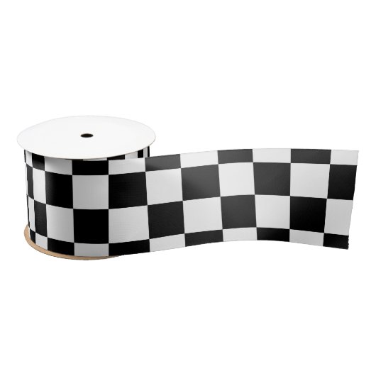 Geruite auto racing vlag patroon satijnen lint (Spoel)