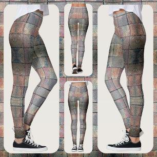 Geruite Baksteen Rood en Grijs Grunge Chic Leggings