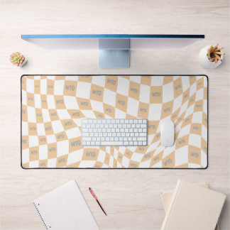 Geruite beige en grijze moderne retro bureaumat