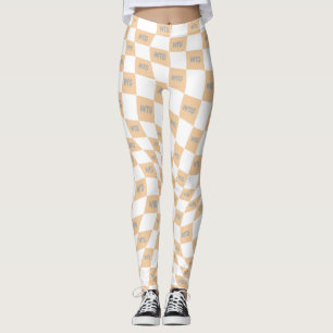 Geruite beige en grijze moderne retro leggings