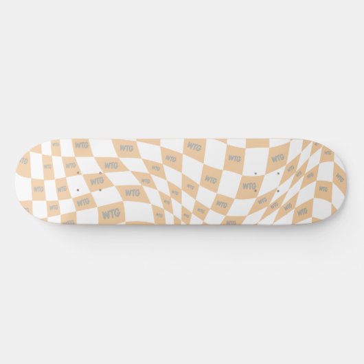 Geruite beige en grijze moderne retro skateboard (Horizontaal)