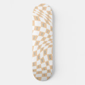 Geruite beige en grijze moderne retro skateboard (Voorkant)