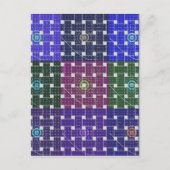 Geruite Blauwe en Paarse Art Print Briefkaart (Voorkant)