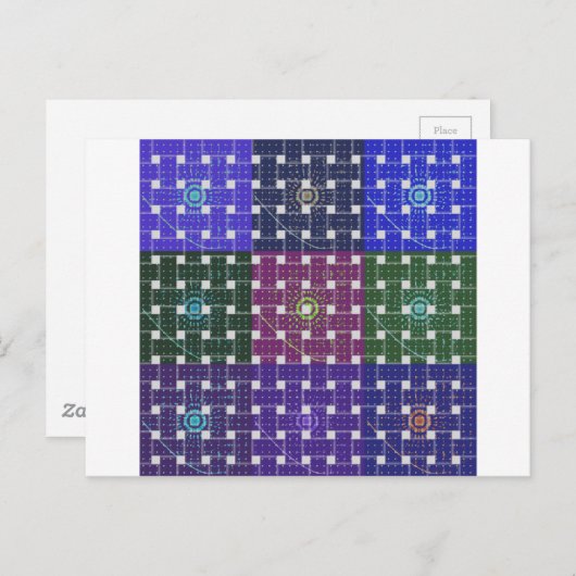 Geruite Blauwe en Paarse Art Print Briefkaart (Voorkant / Achterkant)