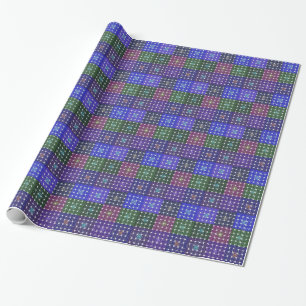 Geruite Blauwe en Paarse Art Print Cadeaupapier
