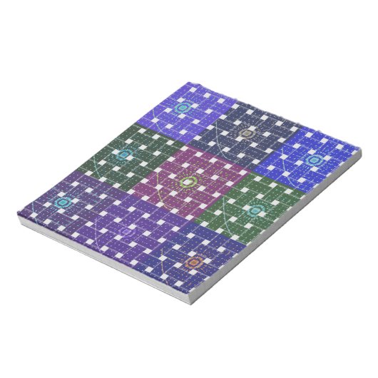 Geruite Blauwe en Paarse Art Print Notitieblok (Gedraaid)