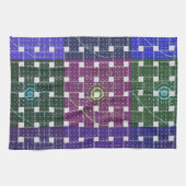 Geruite Blauwe en Paarse Art Print Theedoek (Horizontaal)