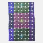 Geruite Blauwe en Paarse Art Print Theedoek (Verticaal)