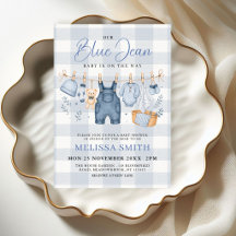 Geruite Blauwe Spijkerbaby Shower