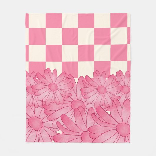 Geruite Bloem Patroon Coquette Fleece Deken (Voorkant)