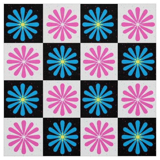 Geruite bloemige Abstract Stof (Swatch)