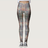 Geruite Brick Red en Grey Grunge Chic Leggings (Voorkant)