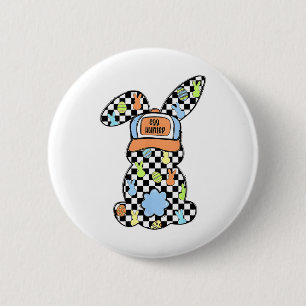 Geruite Bunny Paasdag Coquette Bows Konijn Ha Ronde Button 5,7 Cm